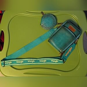 Wrangler Turquoise Phone Crossbody Bag with Coin Pouch